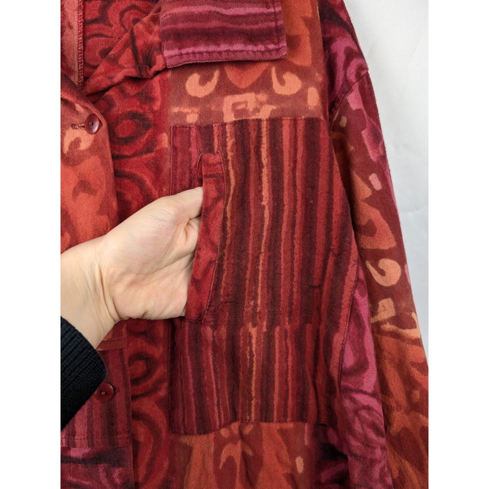 Abstract Print Patchwork Button Shirt Heavyweight… - image 4